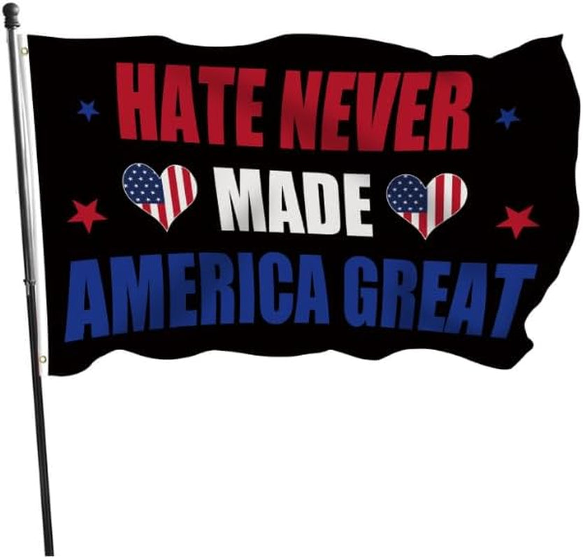 Human Rights Flag Liberal Flag Black Matrix Banner Hate Never Made America Great 3X5 FT Double Sided Democracy Decoration Indoor/Outdoor Decorations