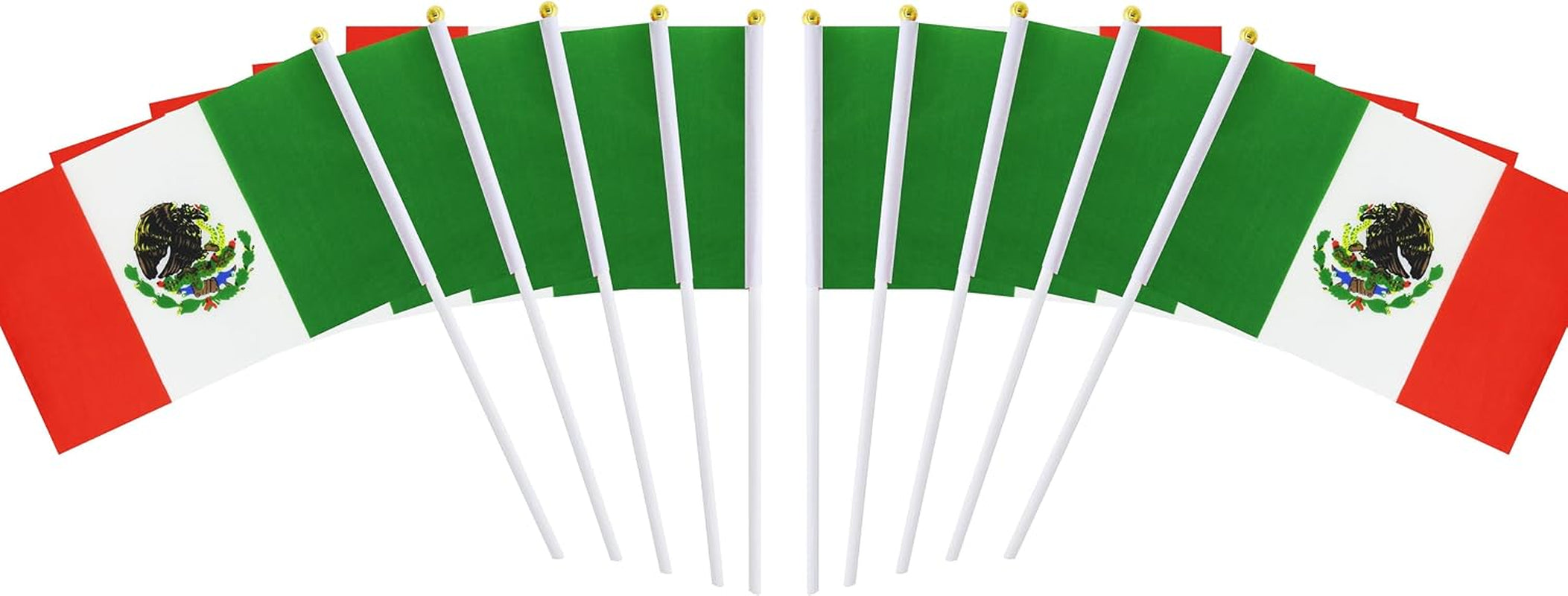 10 Pack Mexico Mexicans Flags on Stick 5X8 Inch,Patriotic Decorations,Classroom Decor,Small Mini Flags on Sticks,Flag Decorations for Party.