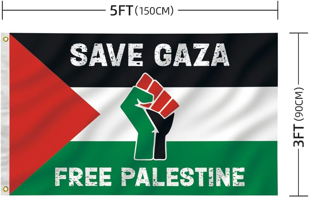 Free Palestin Flag3X5 Flag (90X150Cm) Palestinian Protest Banner | Justice and Freedom Theme Flag Palestinian Courtyard Decoration