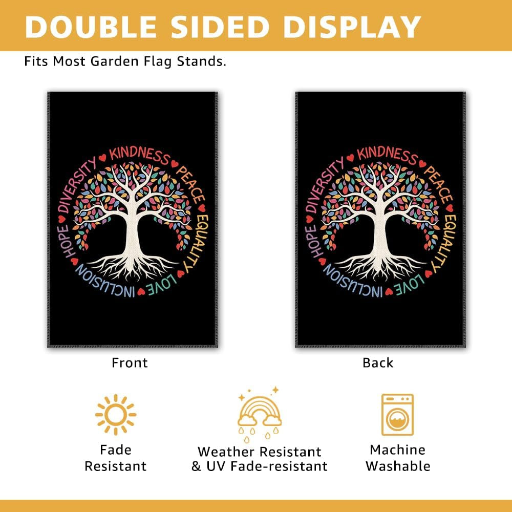 Kindness Peace Equality Inclusion Diversity Garden Flag for Outdoor