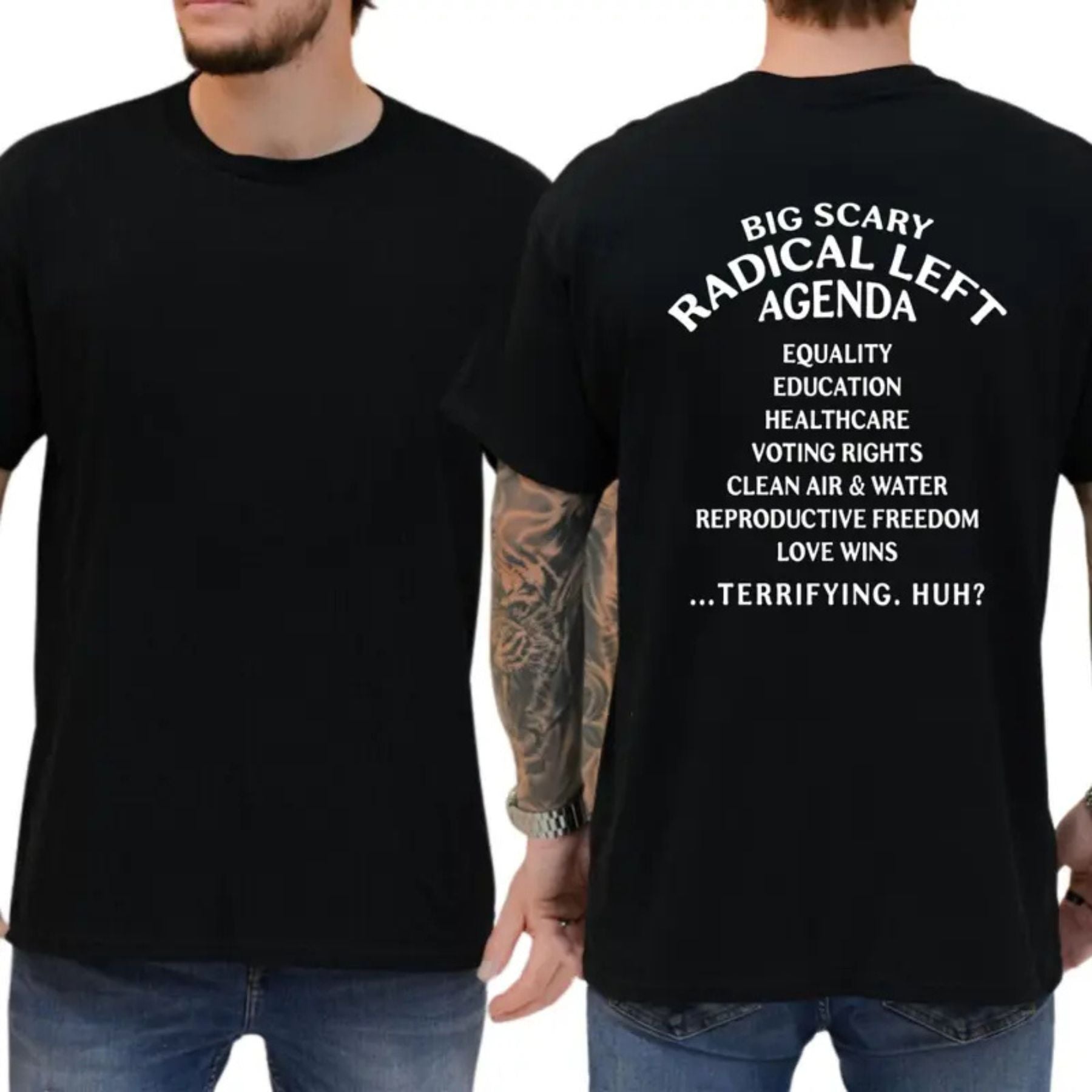 "Big Scary Radical Left Agenda" T-Shirt – Funny Political Satire Graphic Tee, Unisex Cotton Shirt