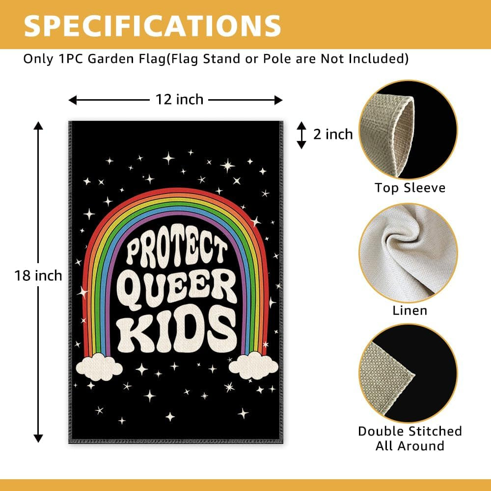 Protect Queer Kids Garden Flag for Outdoor, Pride Trans Rights Sign