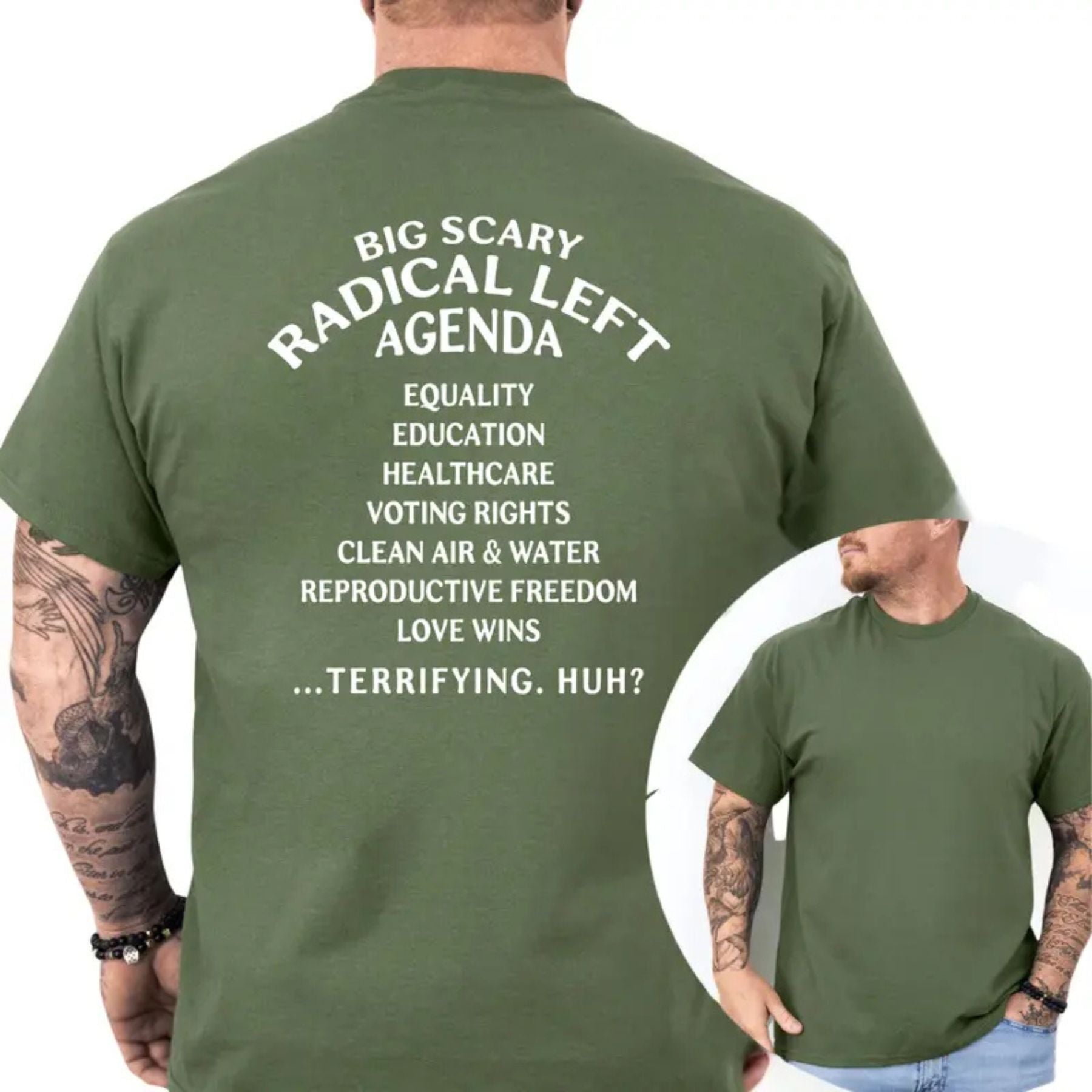 "Big Scary Radical Left Agenda" T-Shirt – Funny Political Satire Graphic Tee, Unisex Cotton Shirt