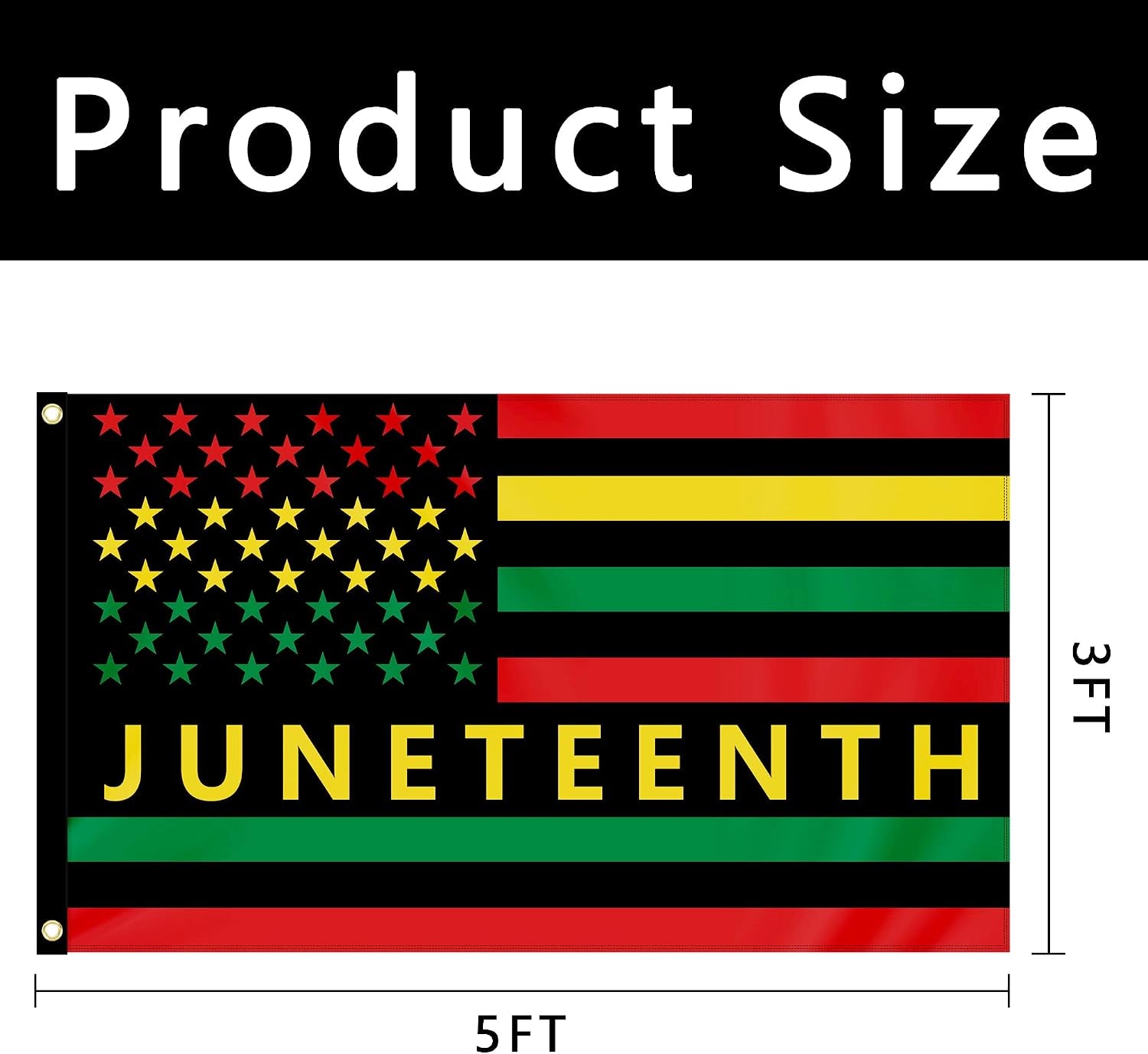 2-Pack Juneteenth Flags - 3X5 Ft African American Flag Black Pride Flag Banner for African Freedom Pride Outdoor Indoor Farmhouse Decor (B)