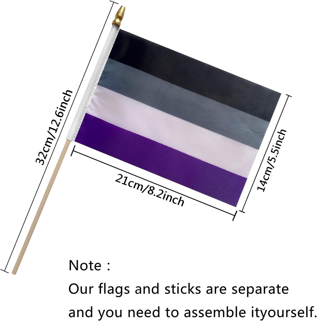 Asexual Pride Stick Flag Small Mini Hand Held LGBT Flags,5X8 Inch,12 Pack