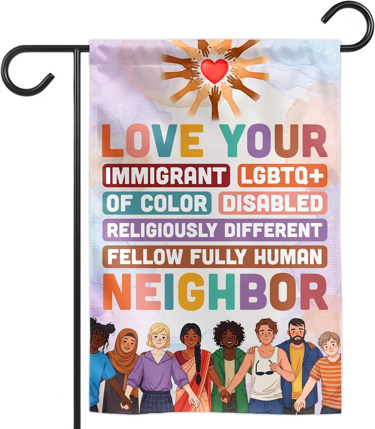 (12"X18") Love Your Neighbor Equality Garden Flag Double Sided, Social Justice Equal Rights Outdoor Decoration Yard Decor, Feminist Human Rights Democrat Gift for Family, Friends (No Flagpole)