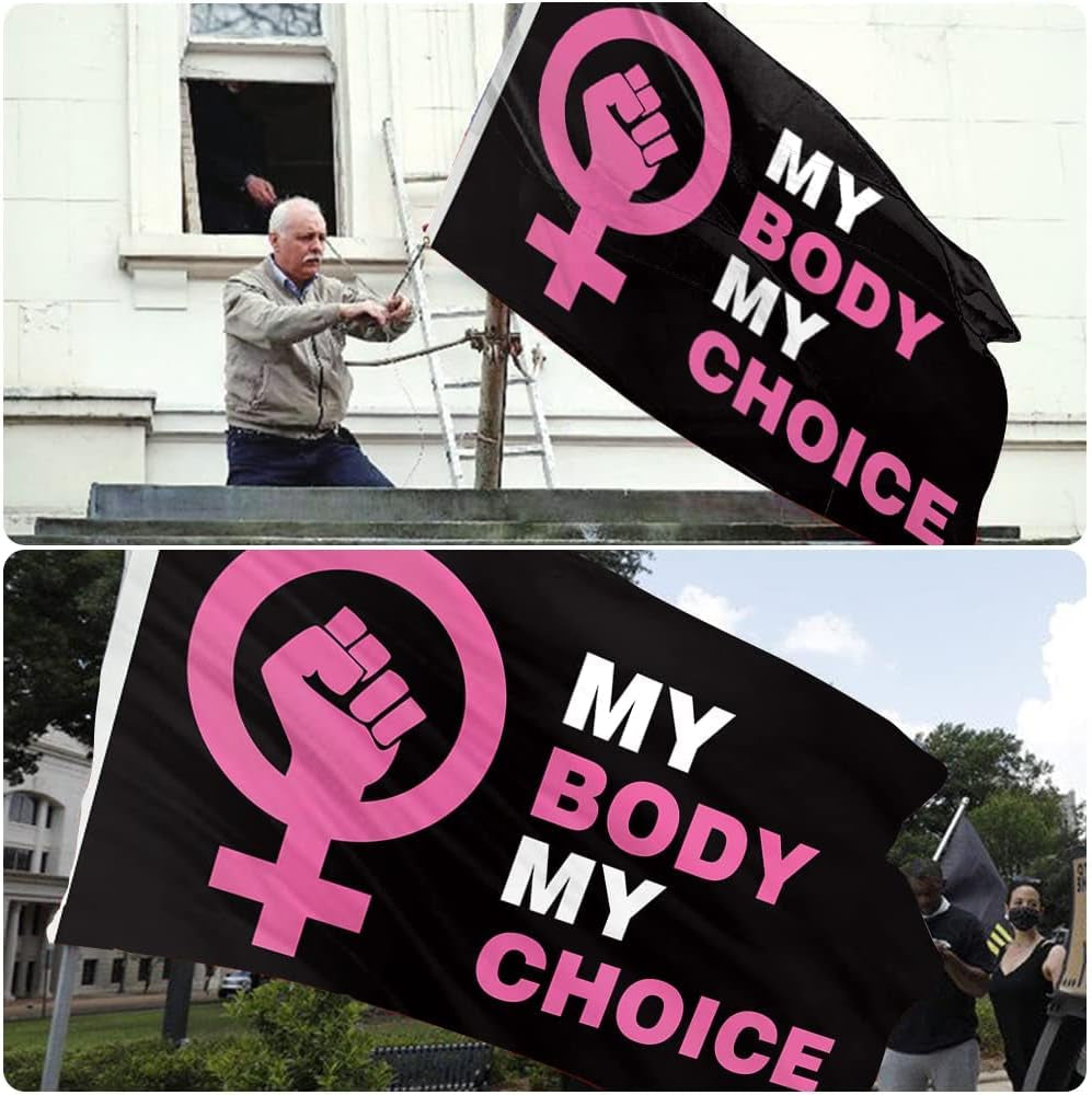 My Body My Choice Flag 3X5 Pro Choice Womens Rights Flag Don'T Tread My Uterus Garden Yard Flag - Indoor Outdoor Home Decor Banner with 2 Brass Grommets - Black