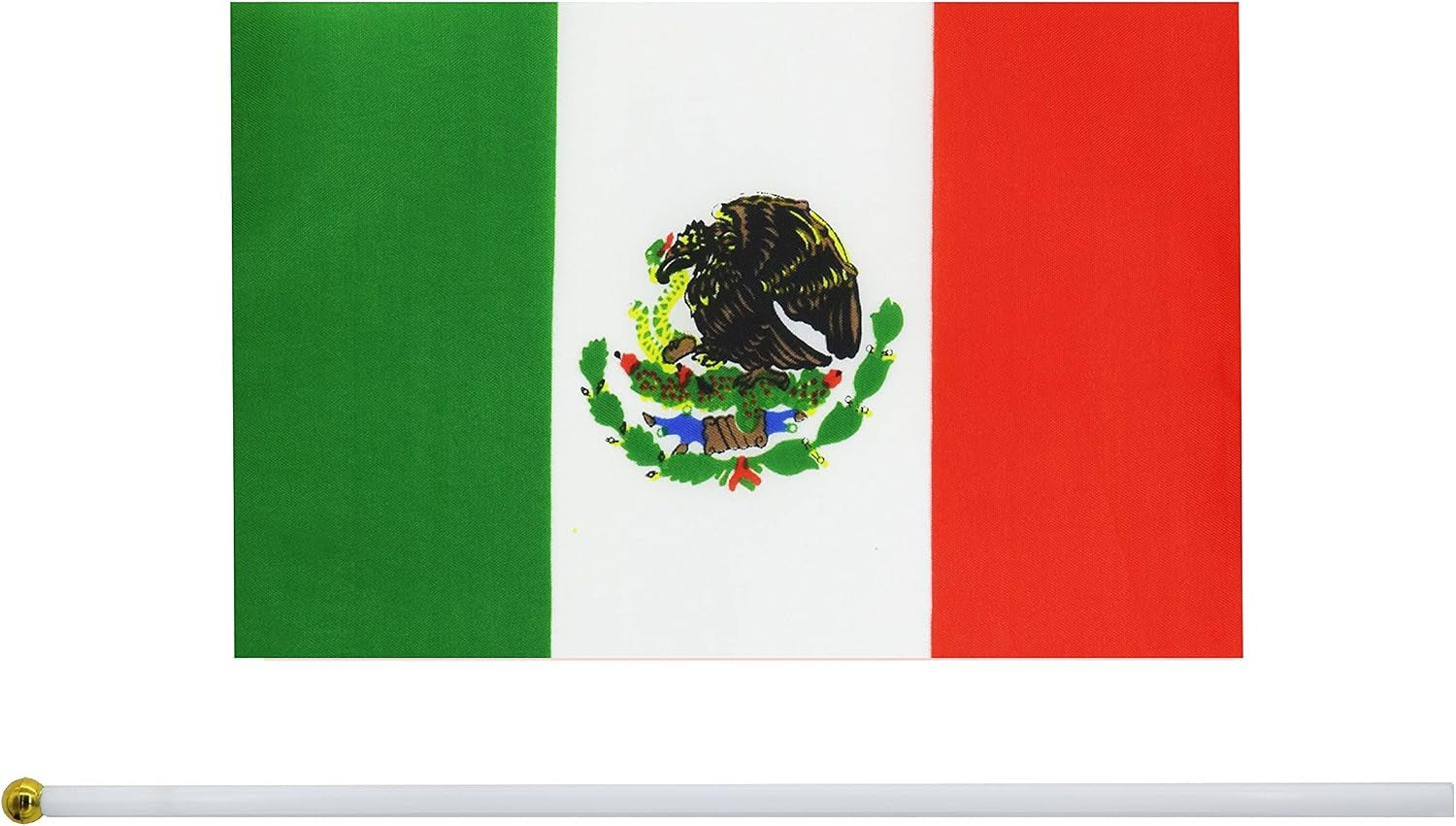 10 Pack Mexico Mexicans Flags on Stick 5X8 Inch,Patriotic Decorations,Classroom Decor,Small Mini Flags on Sticks,Flag Decorations for Party.