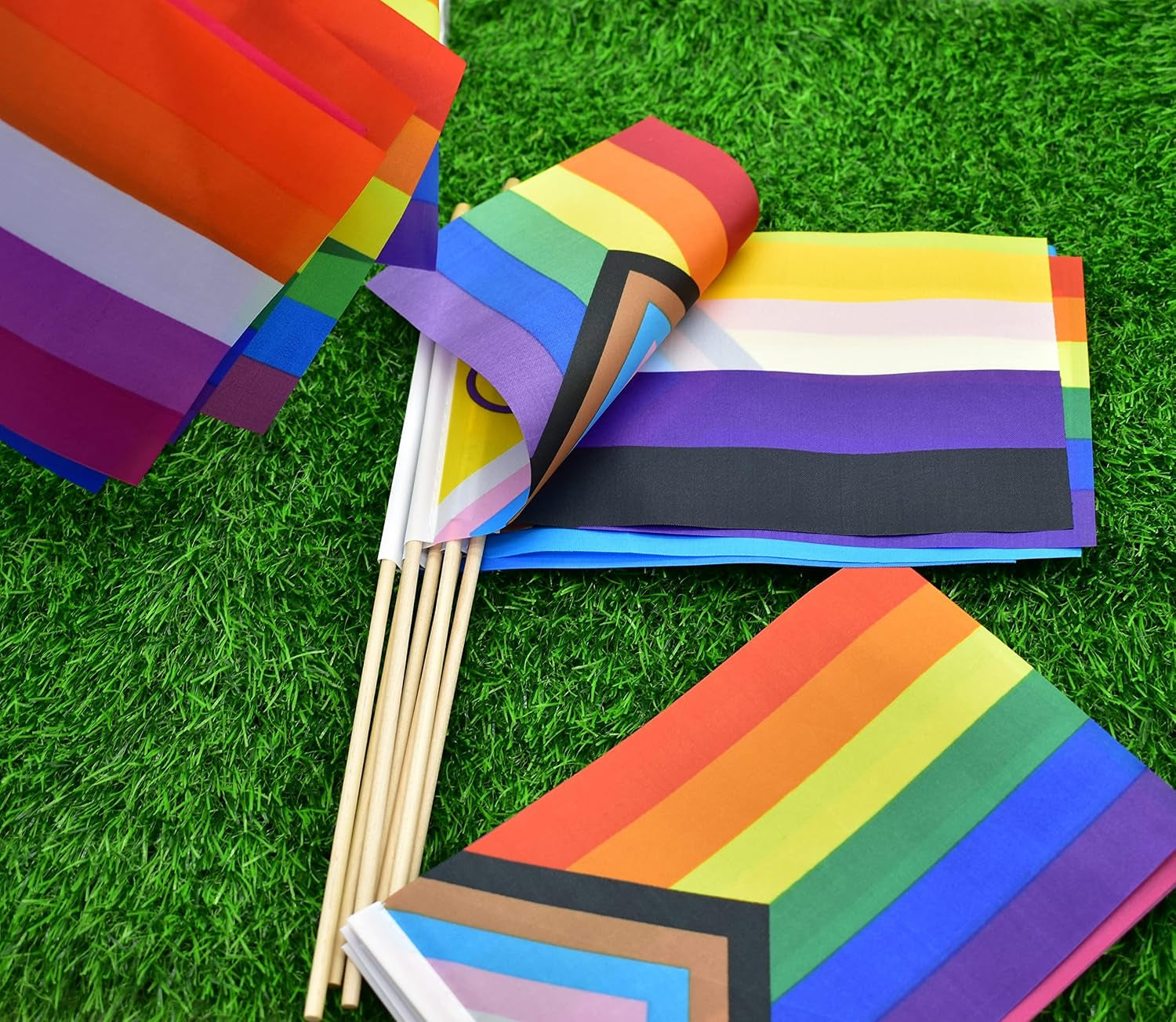 Pride Rainbow Small Stick Flag All Mini Hand Held LGBTQ Flags,20 Pack,5X8 Inch