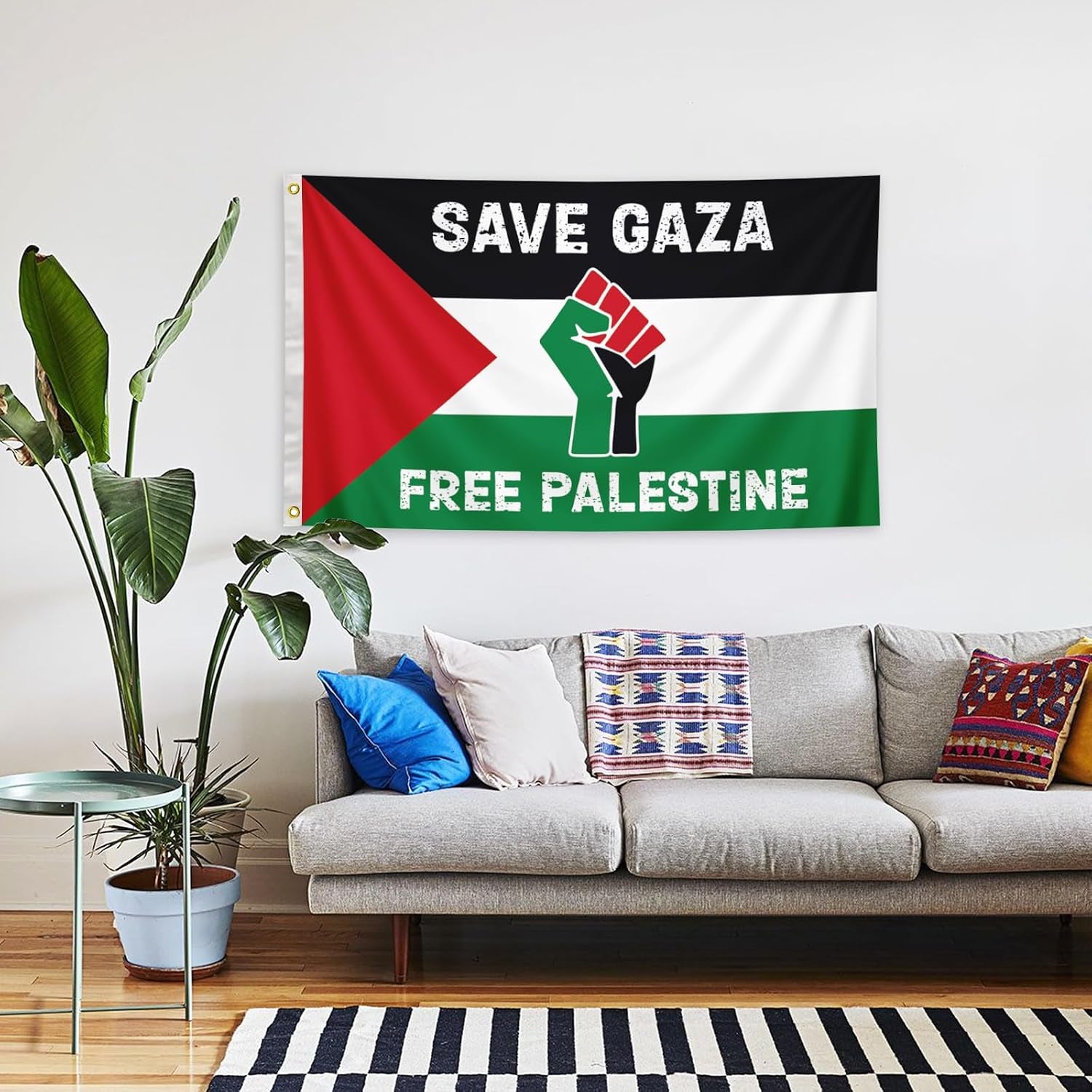 Free Palestin Flag3X5 Flag (90X150Cm) Palestinian Protest Banner | Justice and Freedom Theme Flag Palestinian Courtyard Decoration