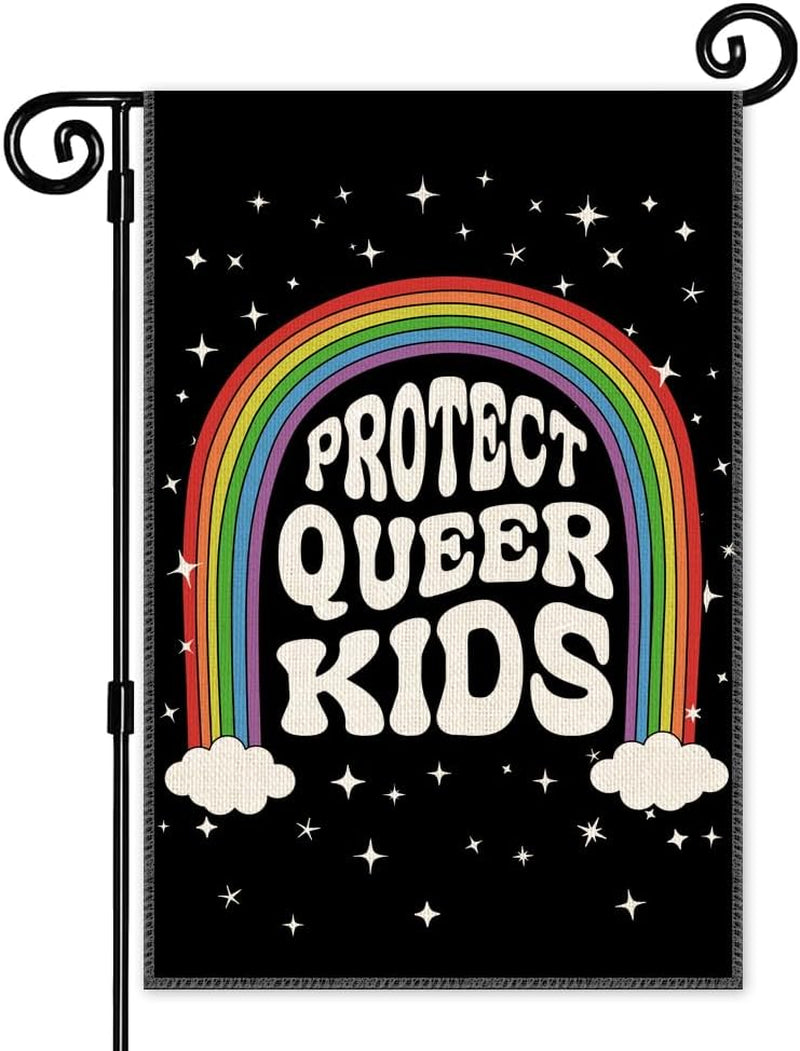 Protect Queer Kids Garden Flag for Outdoor, Pride Trans Rights Sign