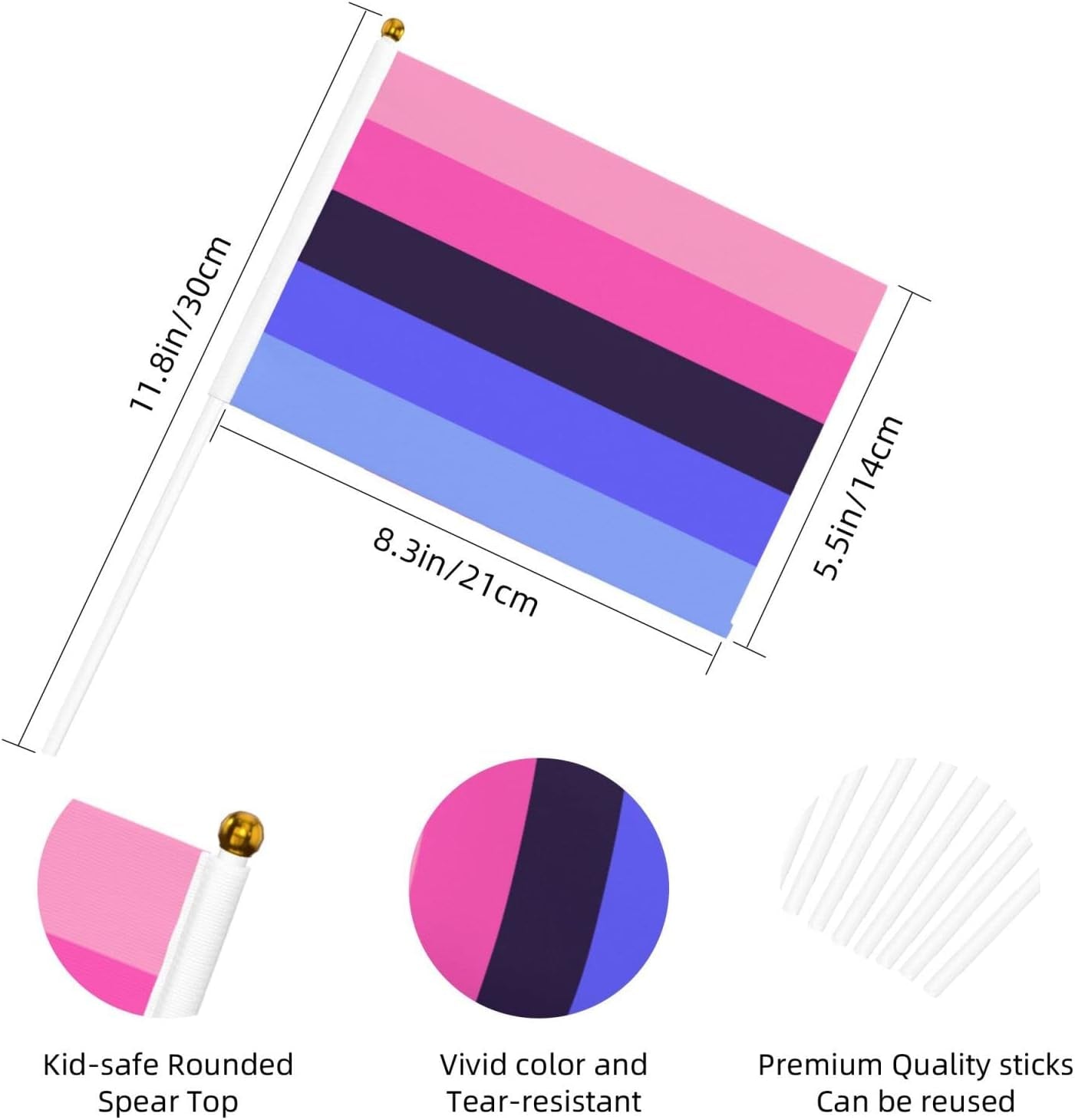 Lgbtq Omnisexual Pride Small Mini Flags Hand Held Flag Decoration for Party Parades Festival Celebration 10 PC