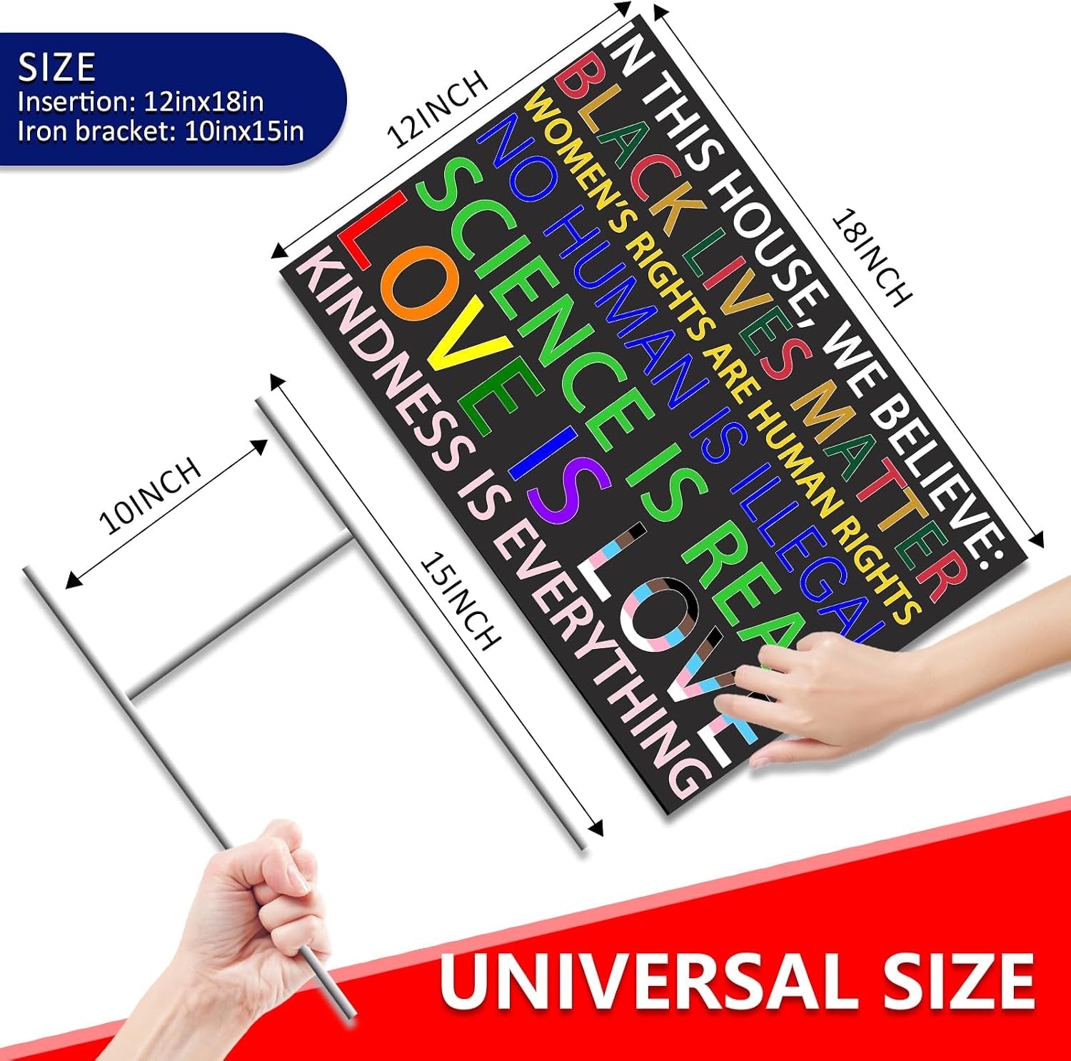 No Kings Yard Sign Protest Signs against 47Th President in This House We Believe Yard Sign,Black Lives Matter Resist-Racism Against-Fascism Democracy Protest Sign with H-Stake Metal 18X12Inches