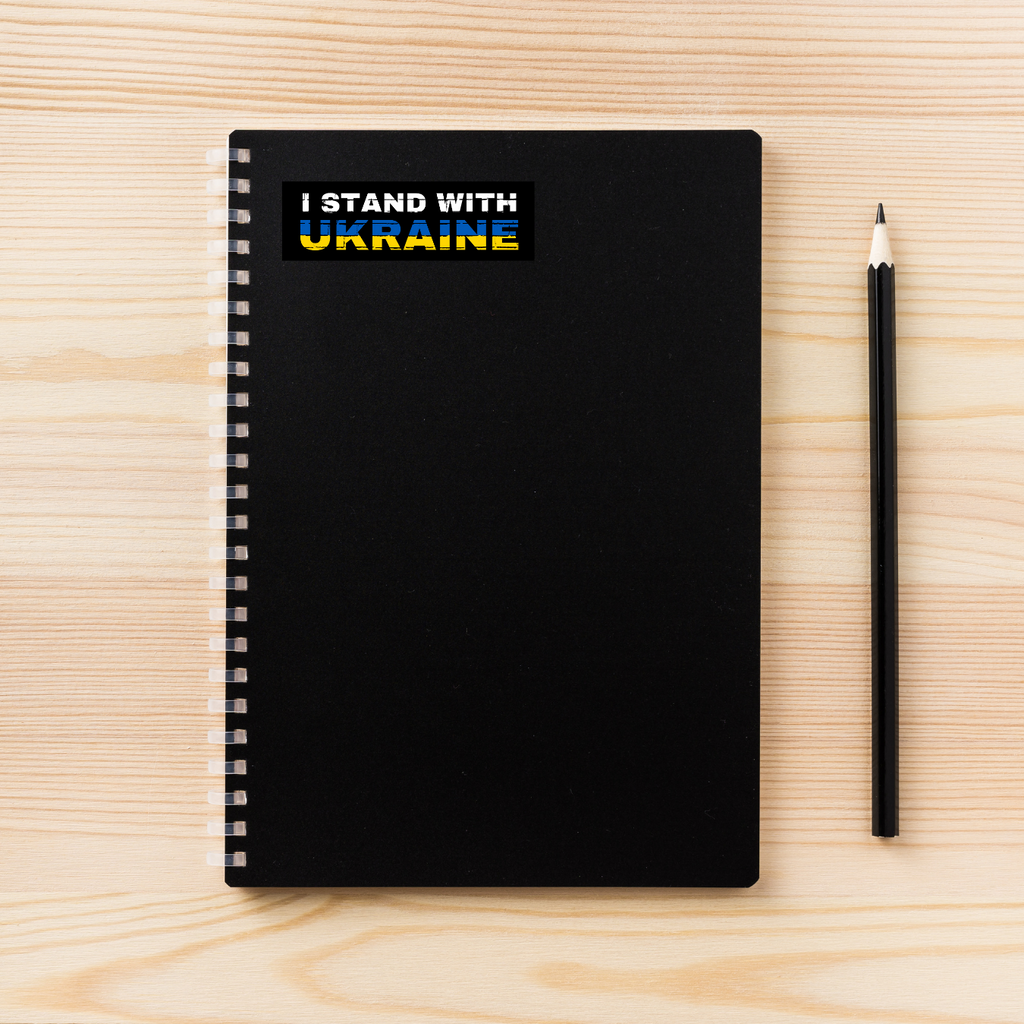 I Stand with Ukraine Sticker | Vinyl | Water-Resistant | 3"x1" | Pro-Ukraine | Support Ukraine | Anti-War | Political Activism Sticker