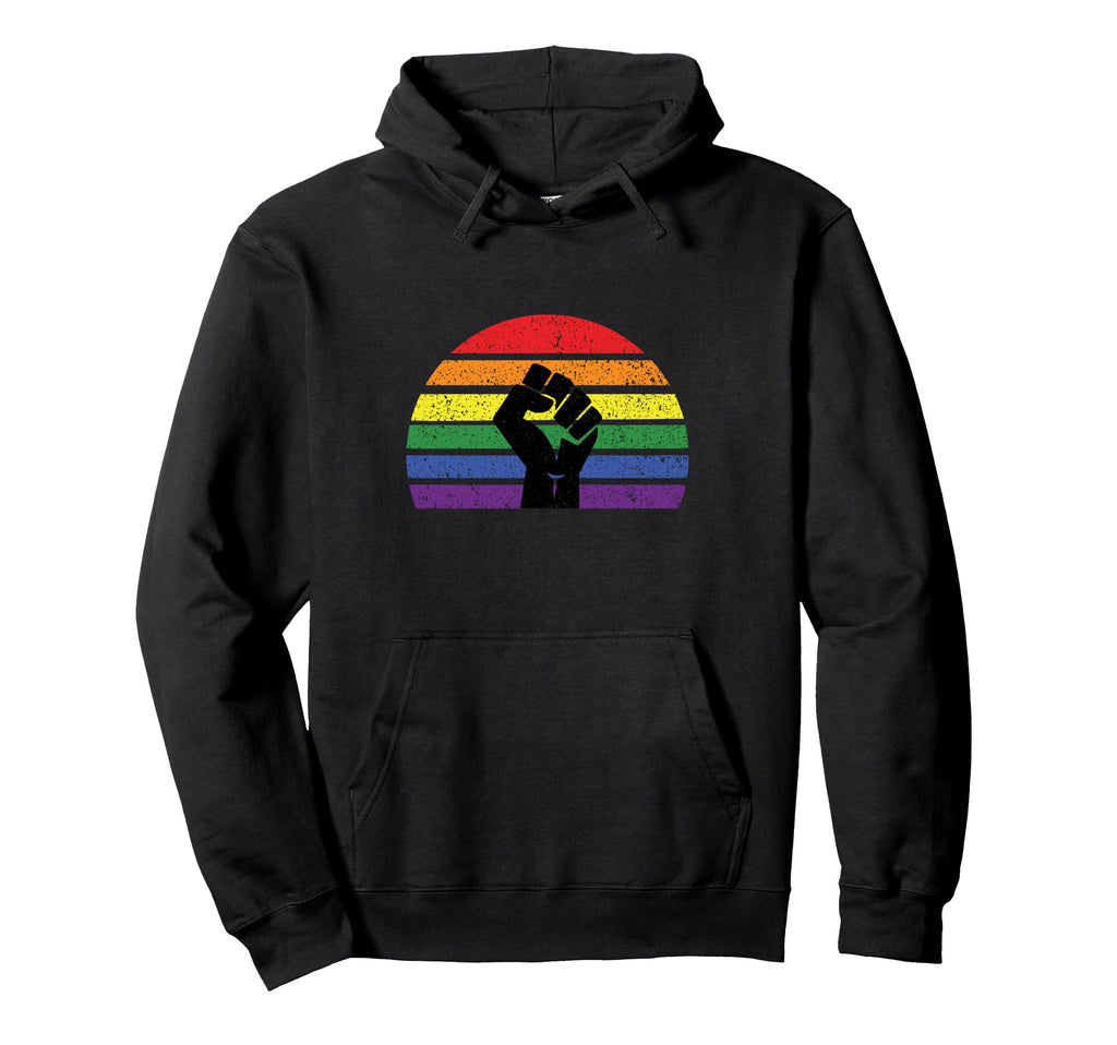 Lgbtq Pride Flag Fist Blm Black Lives Hoodie - Trendy Graphic for Adults