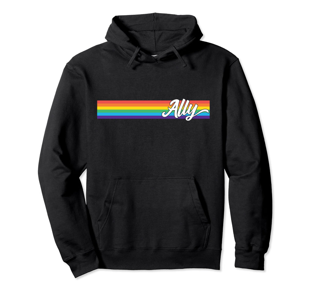 Proud Ally Rainbow Flag Pride Month Hoodie - Unique Graphic for Adults