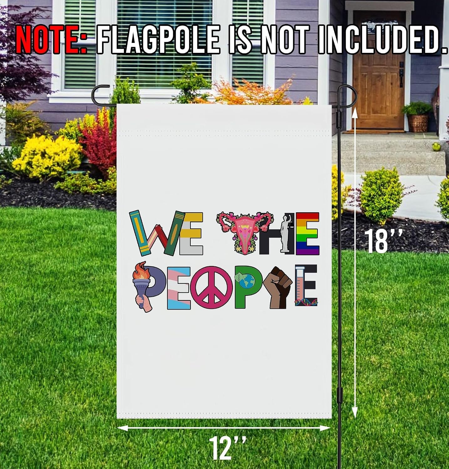 We the People Garden Flag - Liberal Resist Yard Sign - Social Justice - Progress Pride - Political Flag - Idea Outdoor Decoration and Garden Terraces - Yard Banner 12X18 Inch