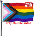 Double Sided Inclusive Progress Pride Rainbow Flag 2X3 Outdoor- Heavy Duty LGBTQ Rainbow Flags Banners with 2 Grommets