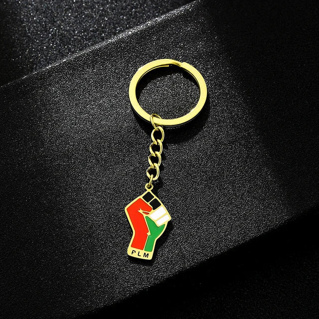Palestine Map Pendant  keychain For Women Men Gold Color Stainless Steel Palestinian  Key Ring Charm Jewelry Patriotic Gift