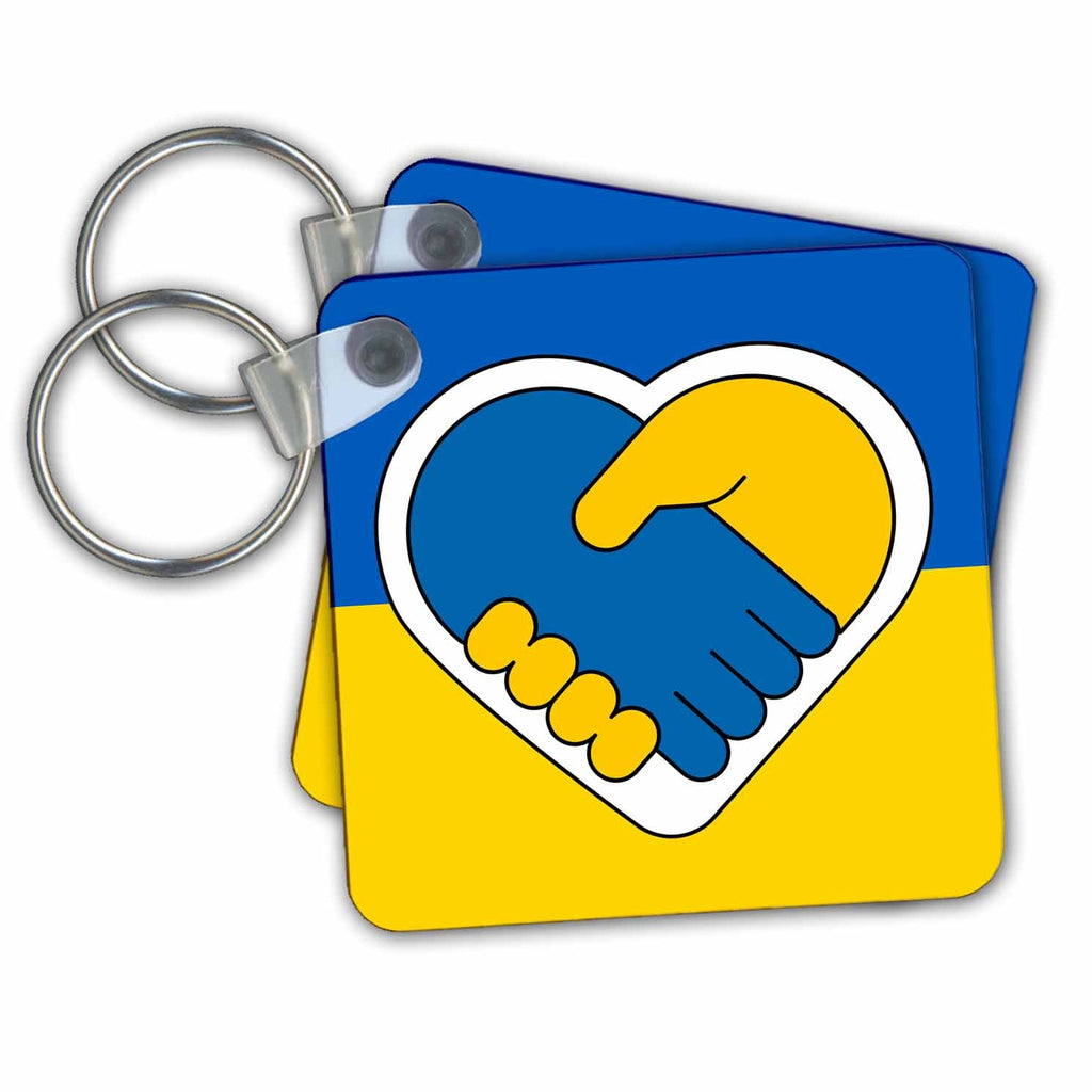 3dRose Key Chains Ukrainian Flag Hand in Hand Help Ukraine (kc-358005-1)