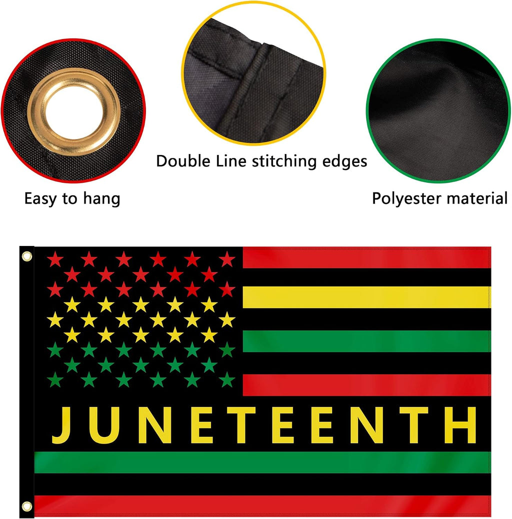 2-Pack Juneteenth Flags - 3X5 Ft African American Flag Black Pride Flag Banner for African Freedom Pride Outdoor Indoor Farmhouse Decor (B)