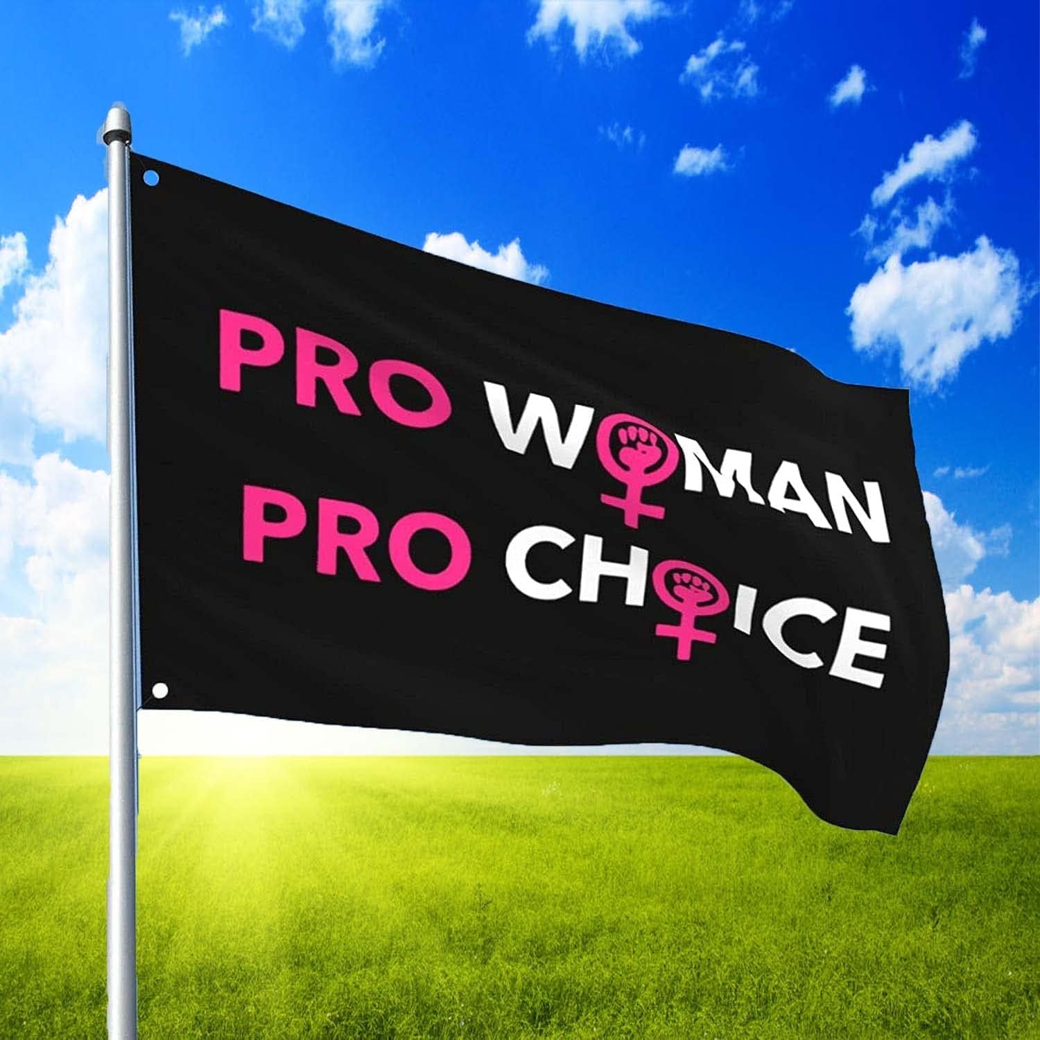 Pro Choice Flag Pro Woman Rights Flag Don'T Tread on My Uterus Garden Yard Flag Indoor Outdoor Home Decor and Protest March Banner with 2 Brass Grommets - Bluck