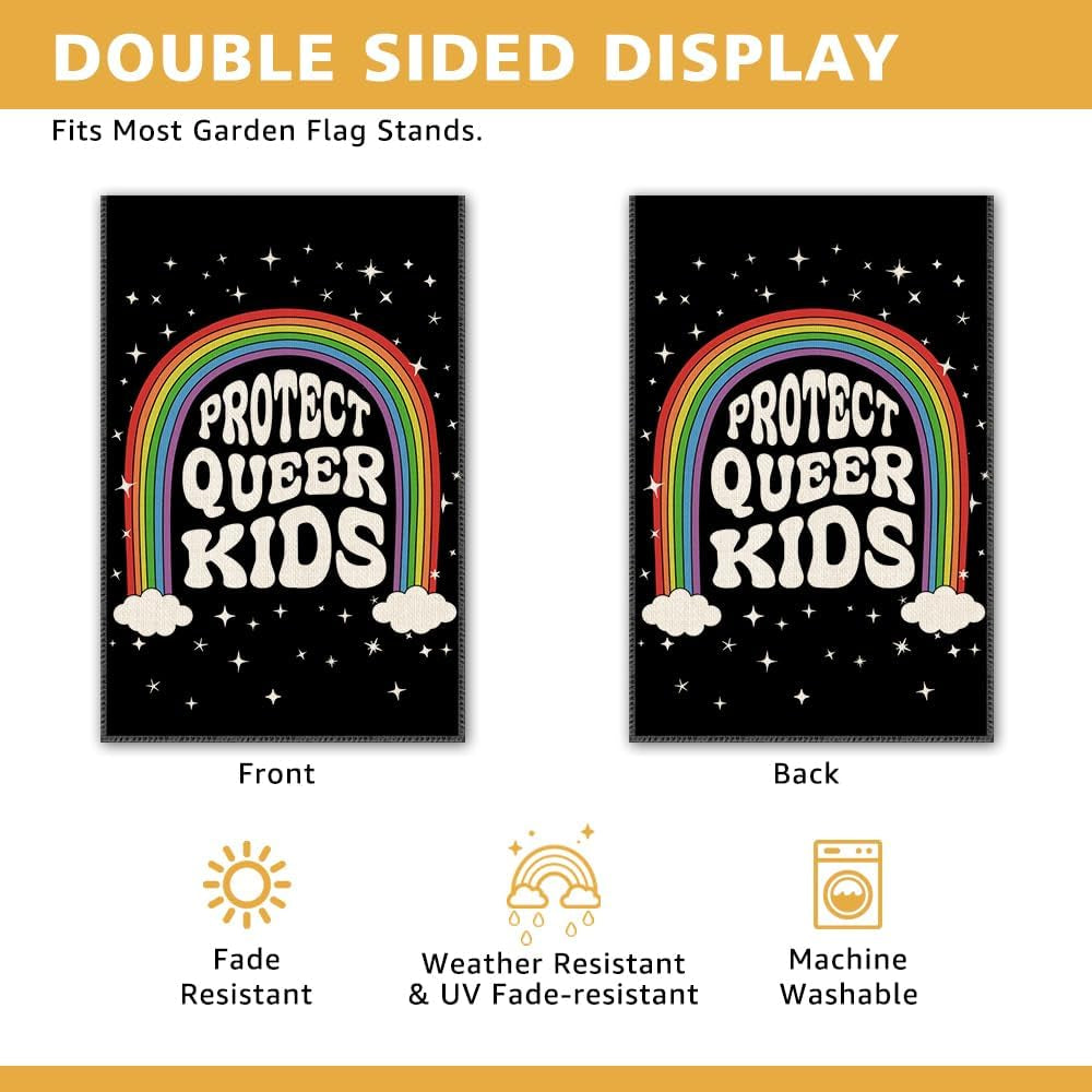 Protect Queer Kids Garden Flag for Outdoor, Pride Trans Rights Sign