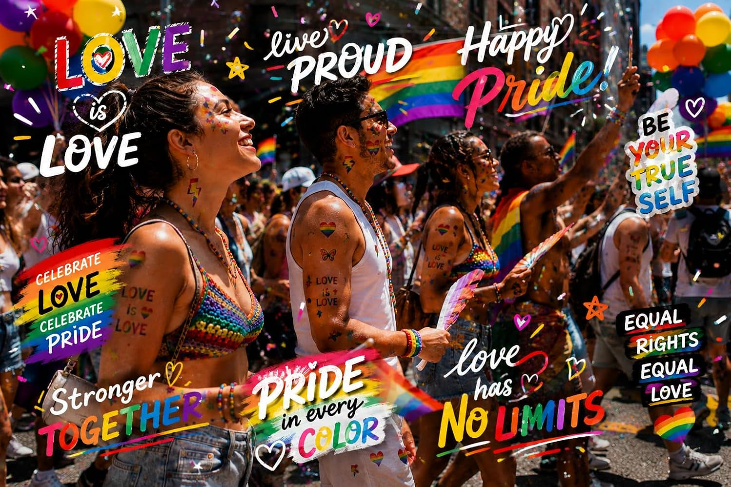 128+PCS Pride Temporary Tattoos Bulk Pack, LGBTQ Rainbow Tattoo Stickers for Pride Parade Party Favors, Waterproof Fake Tattoos for Adults Pride Decorations Supplies