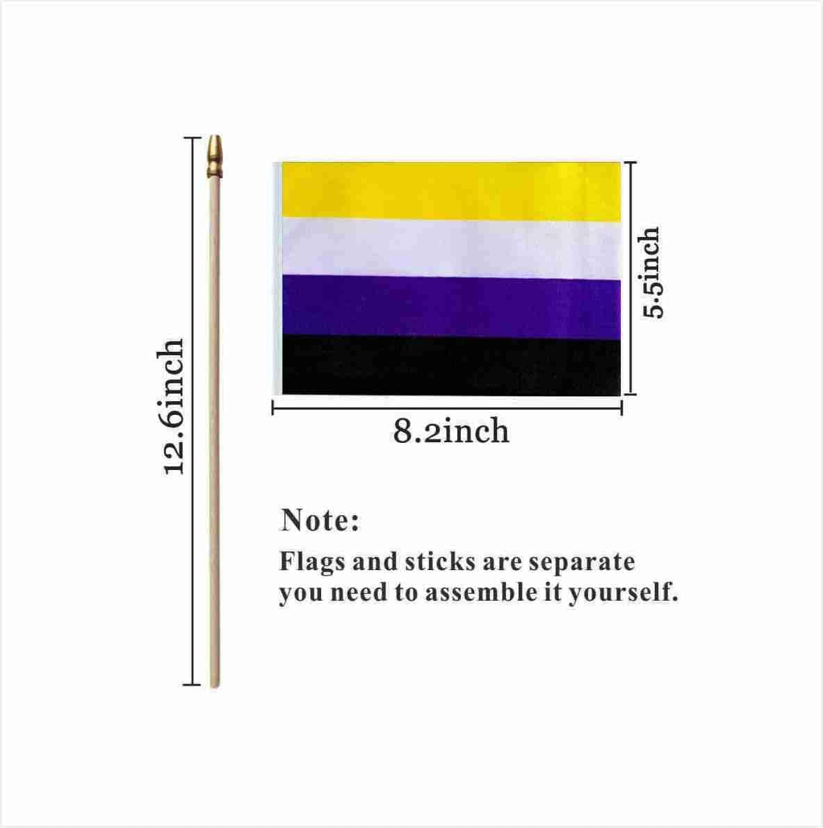 Pride Rainbow Small Stick Flag All Mini Hand Held LGBTQ Flags,20 Pack,5X8 Inch