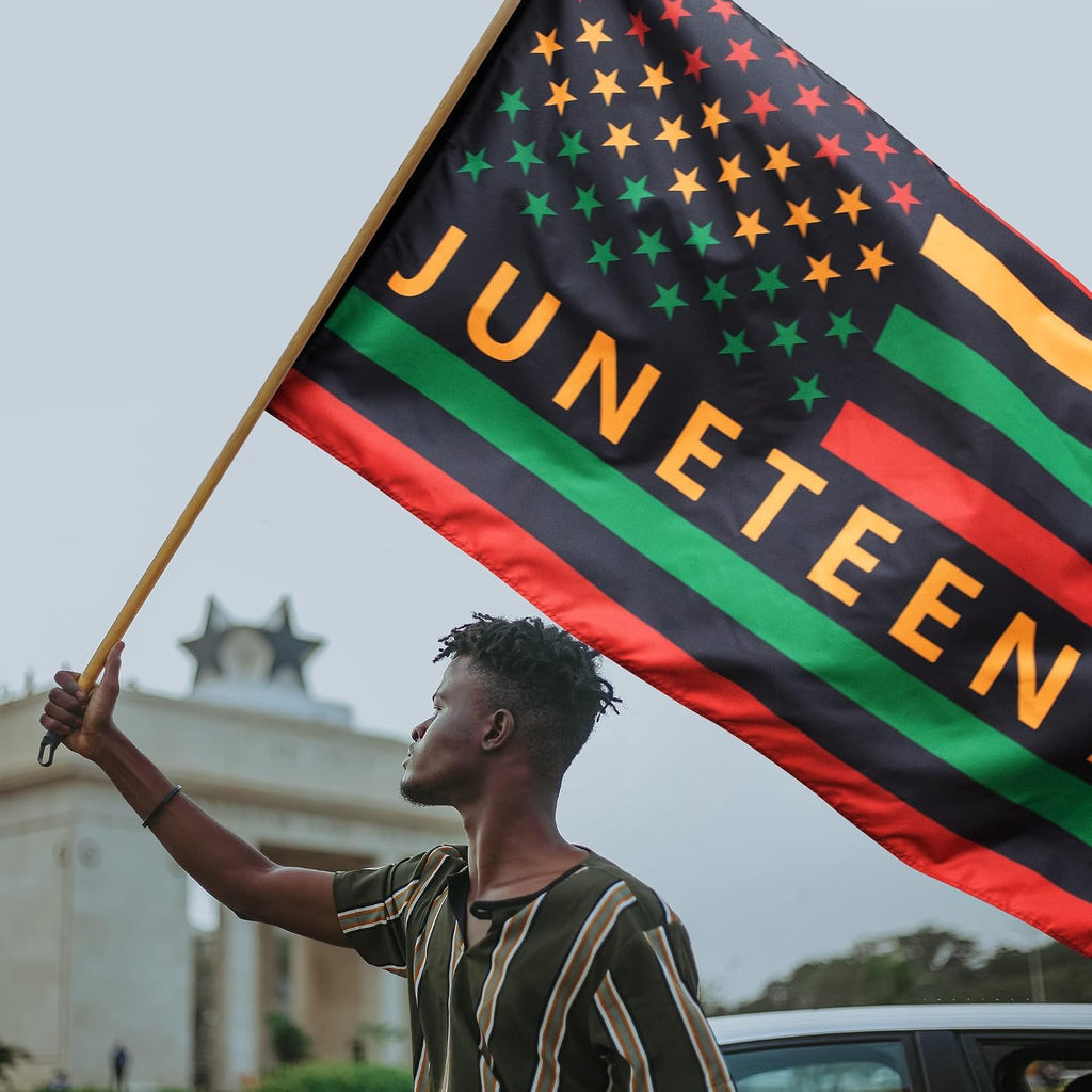 2-Pack Juneteenth Flags - 3X5 Ft African American Flag Black Pride Flag Banner for African Freedom Pride Outdoor Indoor Farmhouse Decor (B)