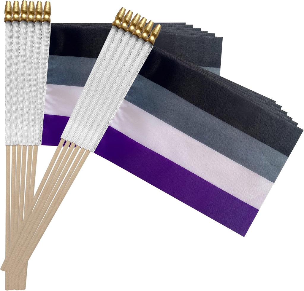 Asexual Pride Stick Flag Small Mini Hand Held LGBT Flags,5X8 Inch,12 Pack