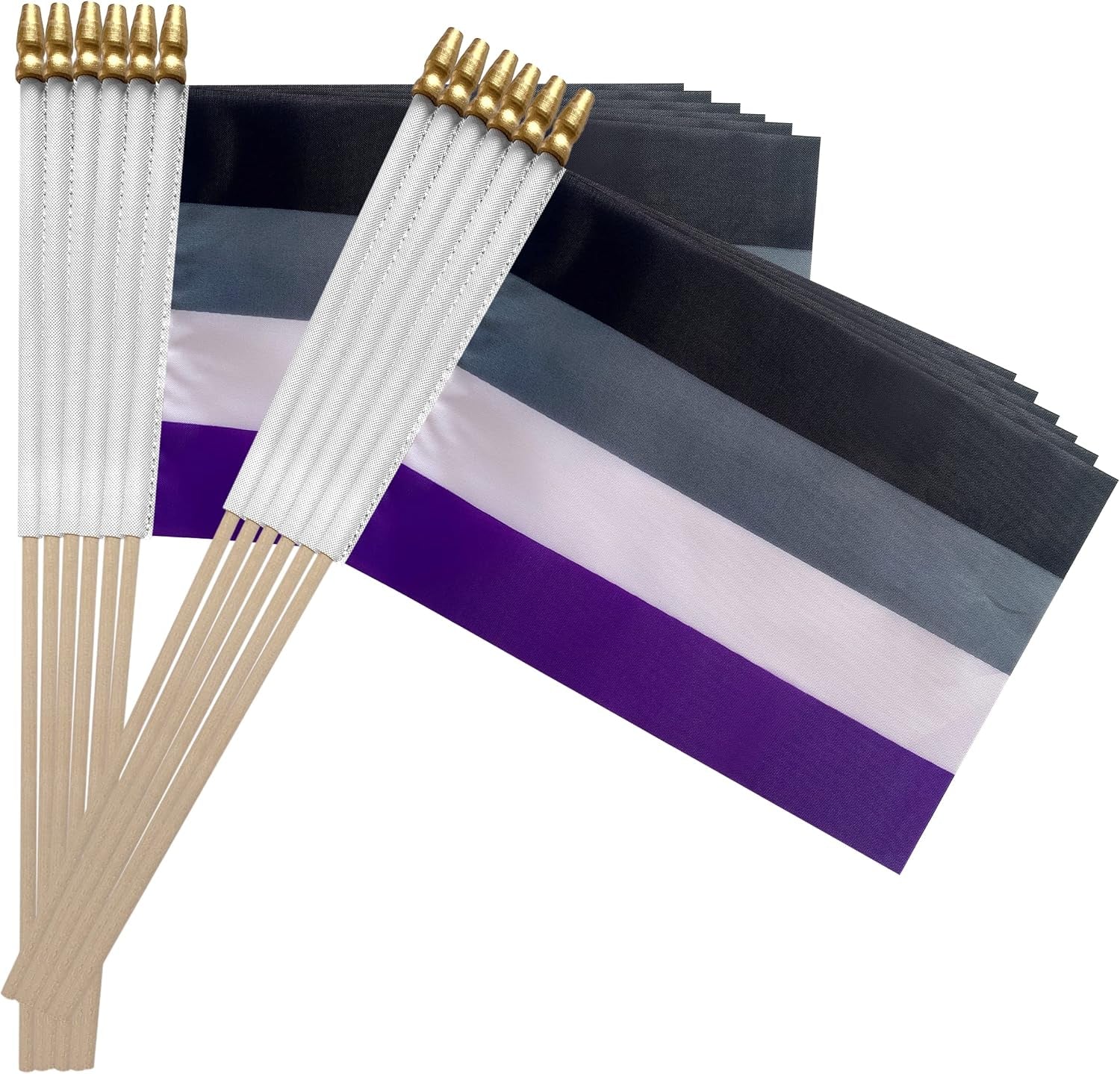 Asexual Pride Stick Flag Small Mini Hand Held LGBT Flags,5X8 Inch,12 Pack