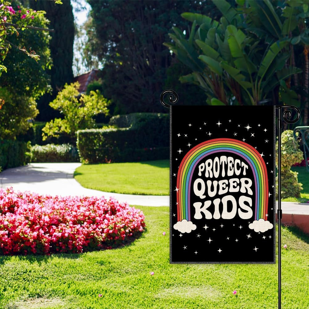 Protect Queer Kids Garden Flag for Outdoor, Pride Trans Rights Sign