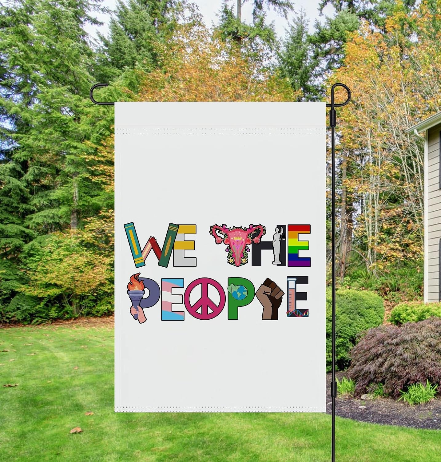 We the People Garden Flag - Liberal Resist Yard Sign - Social Justice - Progress Pride - Political Flag - Idea Outdoor Decoration and Garden Terraces - Yard Banner 12X18 Inch